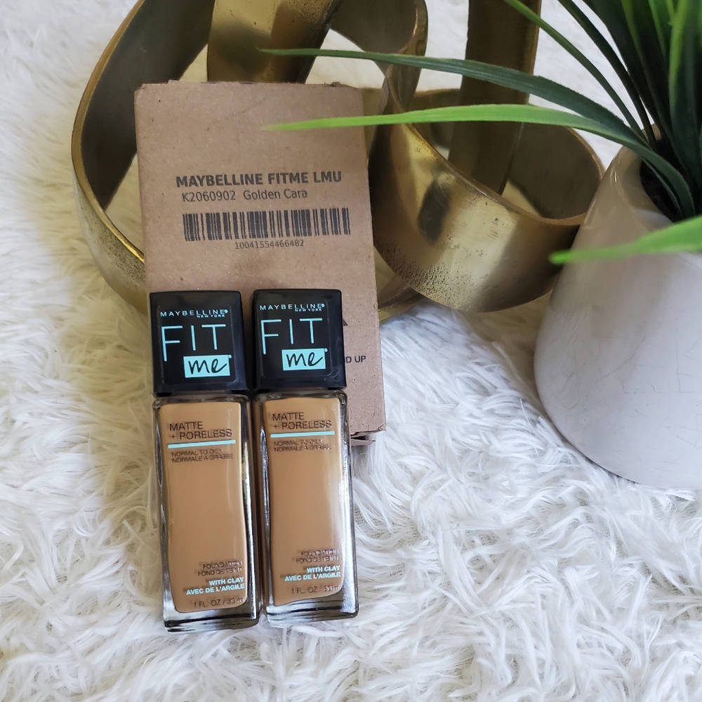 2 PACK Maybelline Fit Me Foundation Matte + Poreless Shade 332 Golden Caramel